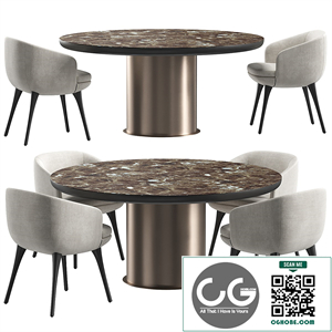 Raphael Dining Chair & Brady Table by Minotti