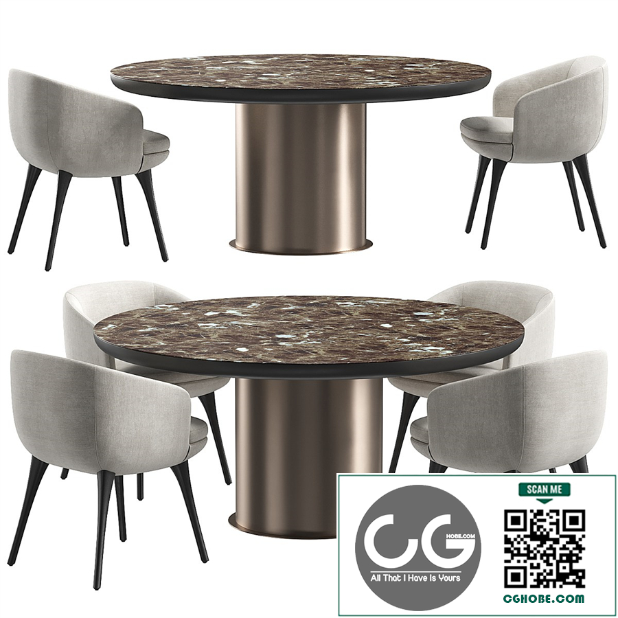 Raphael Dining Chair & Brady Table by Minotti