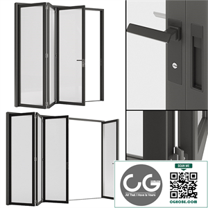 Folding sliding metal doors windows.