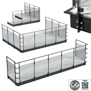 Metal Balcony - Metal Railing Set 001