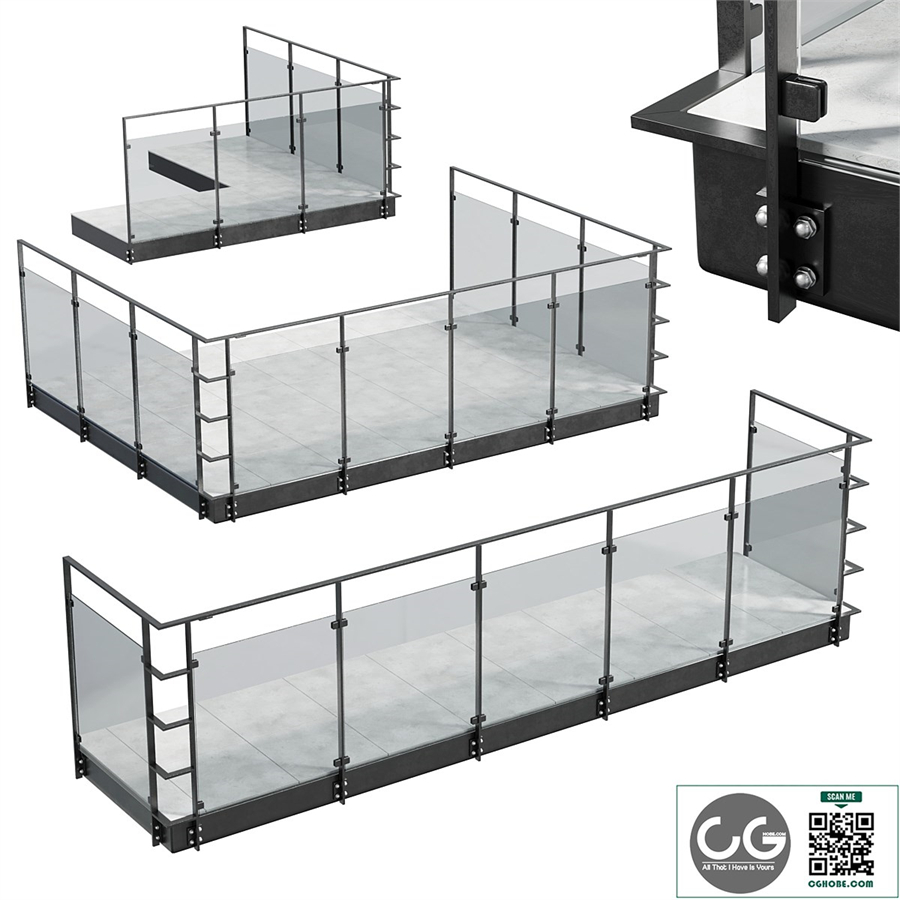 Metal Balcony - Metal Railing Set 001