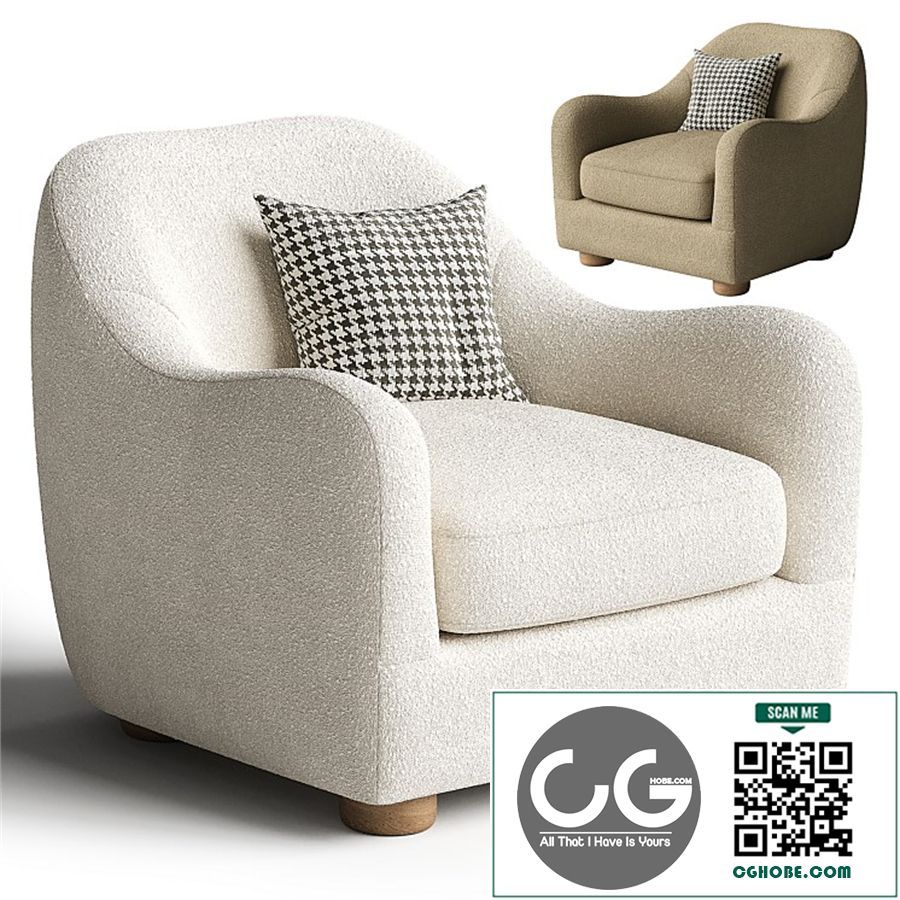 Bacio Cream Boucle Lounge Chair