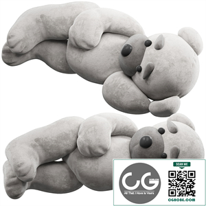soft toy bear lies on its side