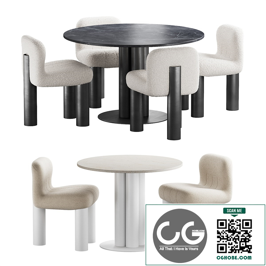437 dinning set 05 Arflex Goya table with Arflex Botolo armchair