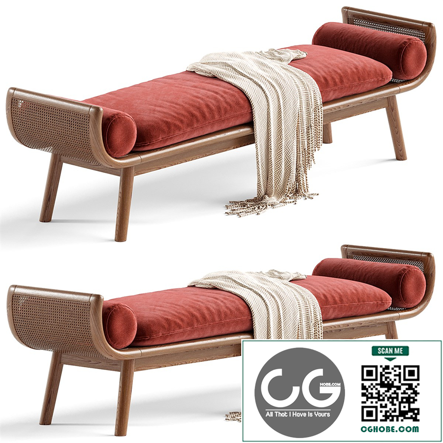 With Arms Backless Wood Upholstered Scandinavian Bedroom Bench