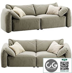 Flannel Upholstered Scandinavian Sofa