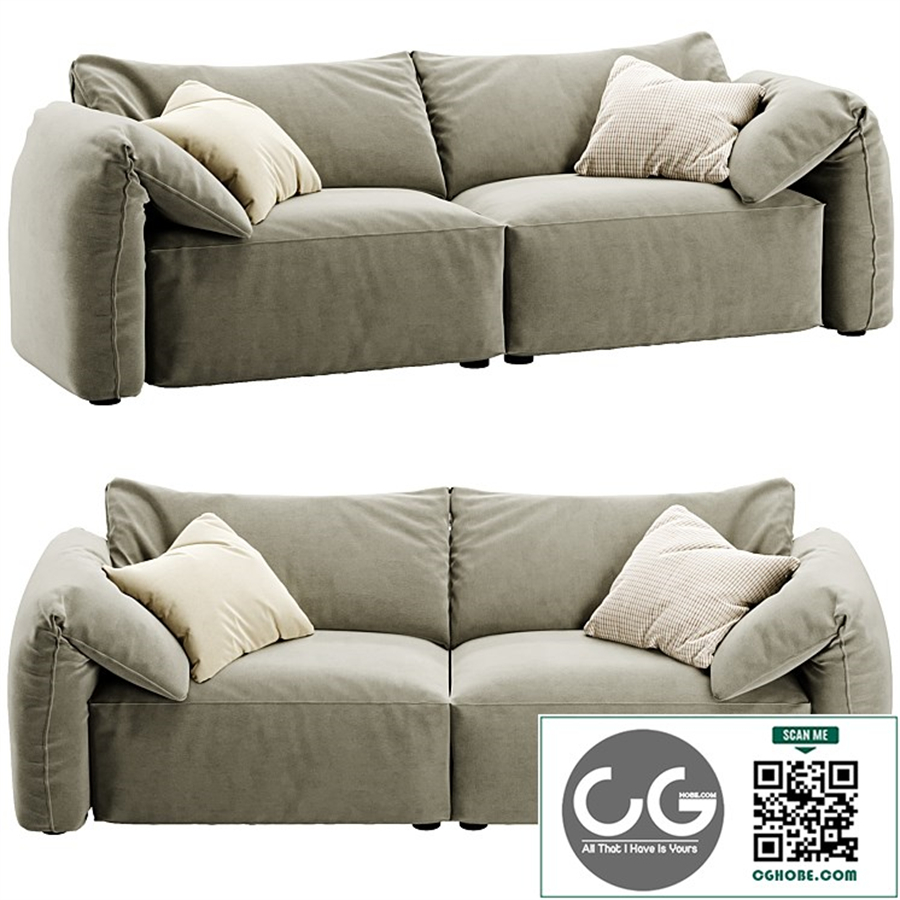 Flannel Upholstered Scandinavian Sofa