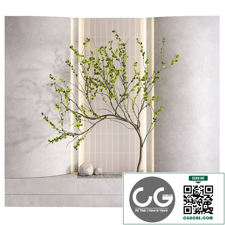 Indoor Tree Wall Composition in Japandy style