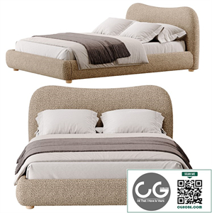 CB2 Diana Camel Brown Boucle King Bed