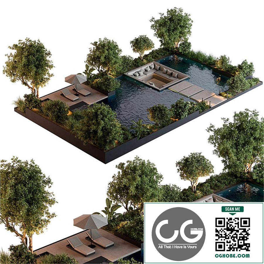 Landscape Furniture Backyard with Pool 96