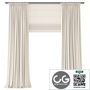 Curtains. Thick light flax
