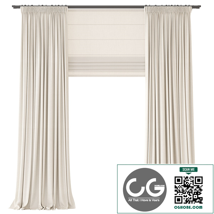Curtains. Thick light flax
