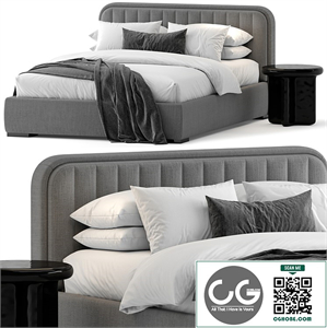 Double bed by Delewaga with CB2 side table