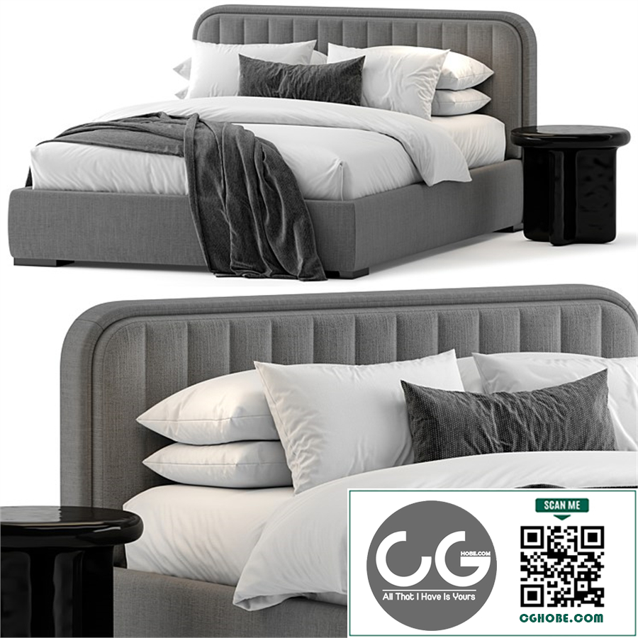 Double bed by Delewaga with CB2 side table