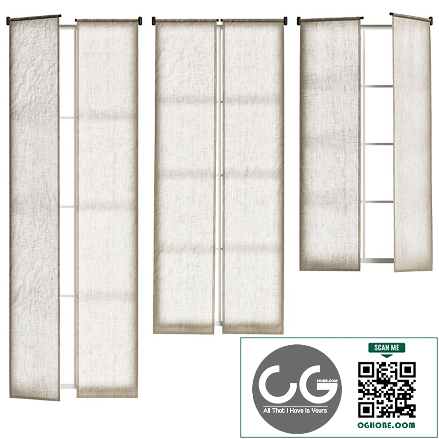 Linen curtains on cornice with swing arm