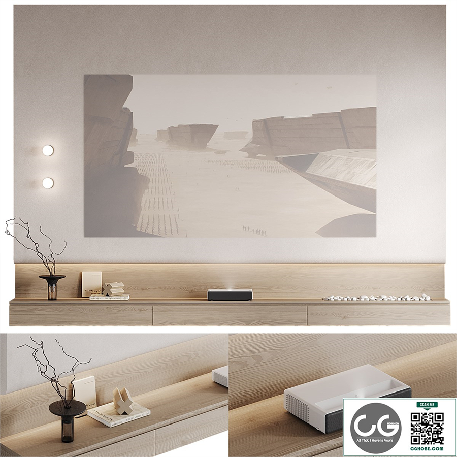 TV wall with Xiaomi laser projector