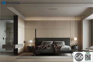 Modern home bedroom SU model 