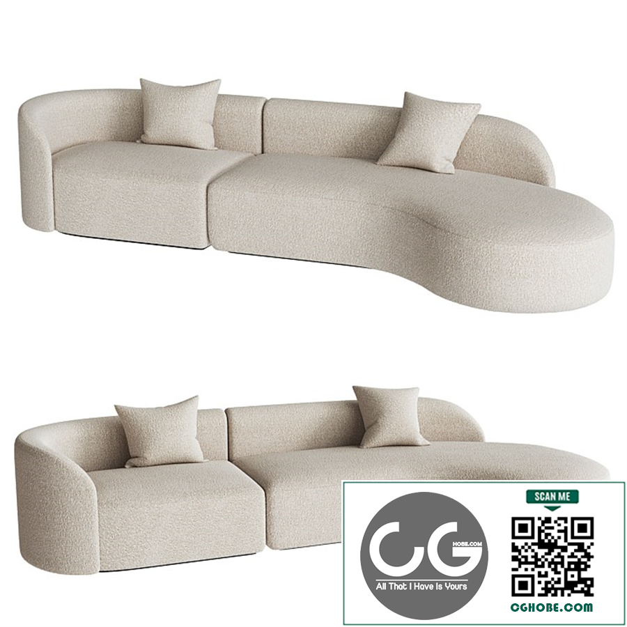 Three-Seat Curved Sofa