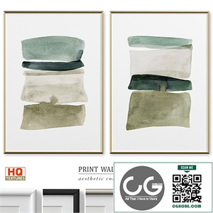 Japandi Accent Abstract Watercolor Wall Art P-678