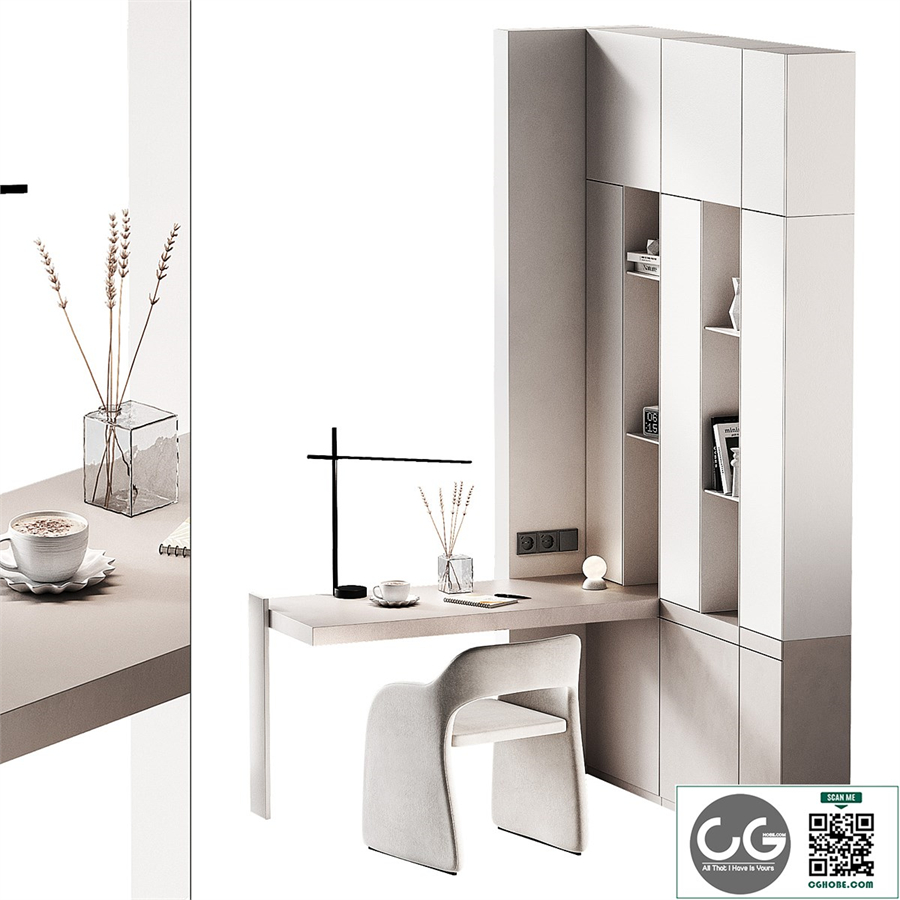 Workplace 2. Minimal home office furniture. Modular set.