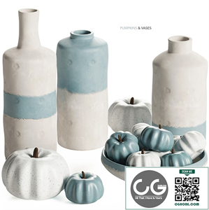 Pottery Barn - Mallory Blue & White Ceramic Vase Decoration Set