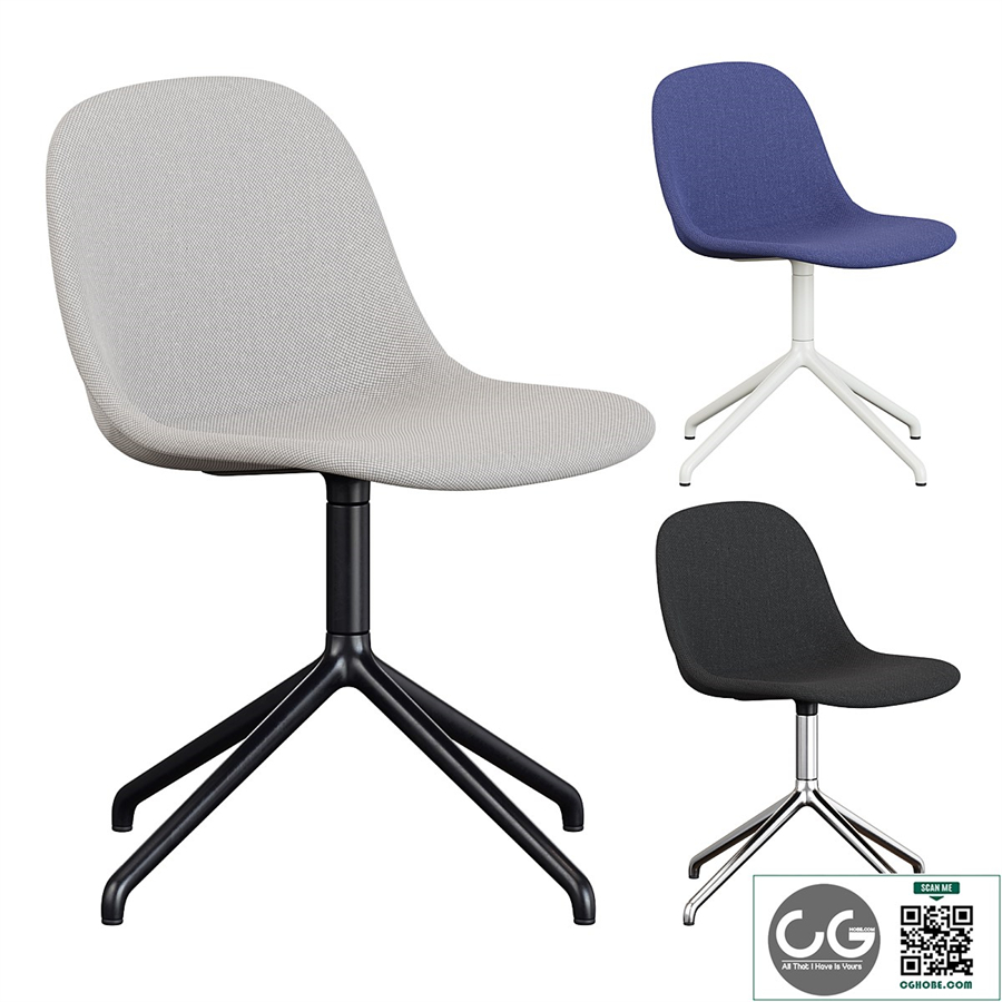 Muuto Fiber Fabric Side Chair Plastic Swivel Base