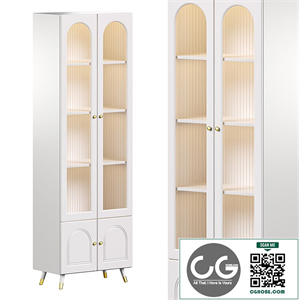 Cabinet Included White Closed Back Wooden Standard Bookcase 3