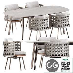 Torii Nest Outdoor chair by Minotti and Ellisse table by Varaschin