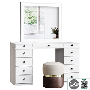 Tresanti Alexandra Vanity Table with LED Lighted Mirror