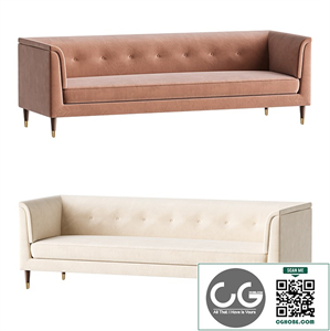 TUFTED CREAM WHITE VELVET SOFA