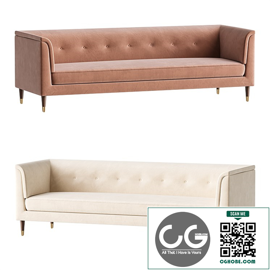 TUFTED CREAM WHITE VELVET SOFA