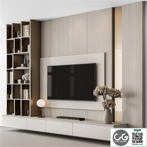 TV Wall Beige and Gold - Set 147
