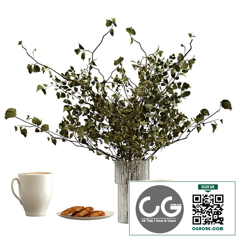 Decorative set with bouquet, cappuccino and cookies