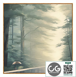 Painting Umbrella near a forest road | 4K | PBR