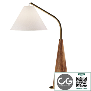 Gibson Metal and Natural Wood Table Lamp