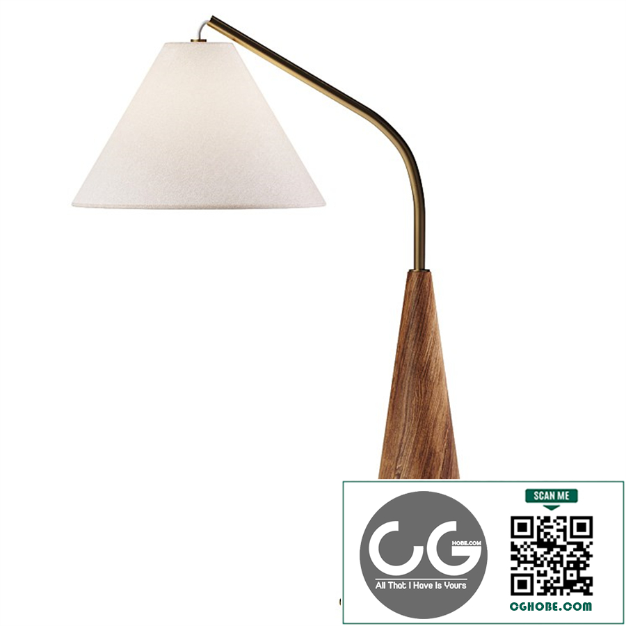 Gibson Metal and Natural Wood Table Lamp