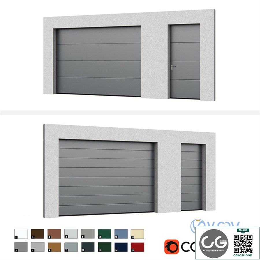 Sectional doors Hormann LPU open / closed with side door
