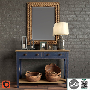 Summerville Wall Mirror, Milk Jug Accent Table Lamp, Console Marc Aurele - Lavande, Decoration