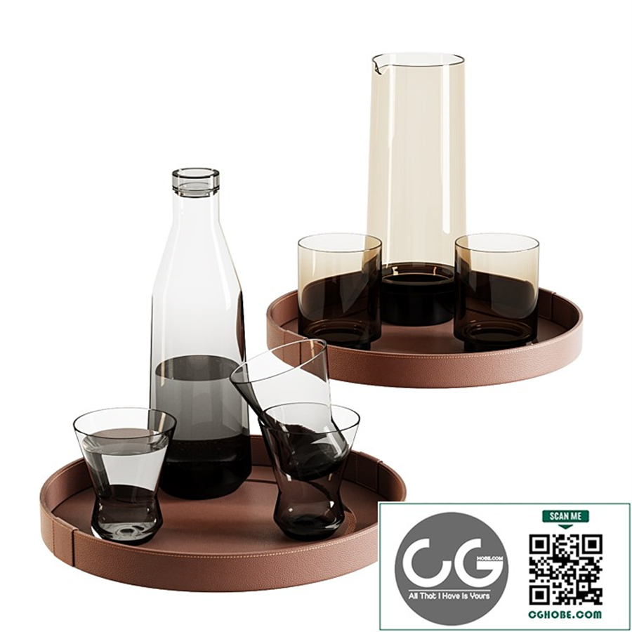 Set of glasses and trays / Set-01