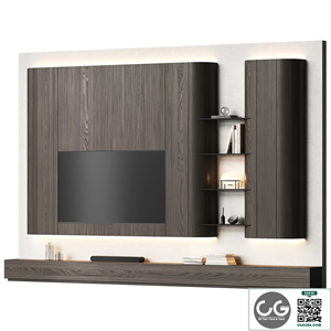 TV wall with furniture with rounded corners