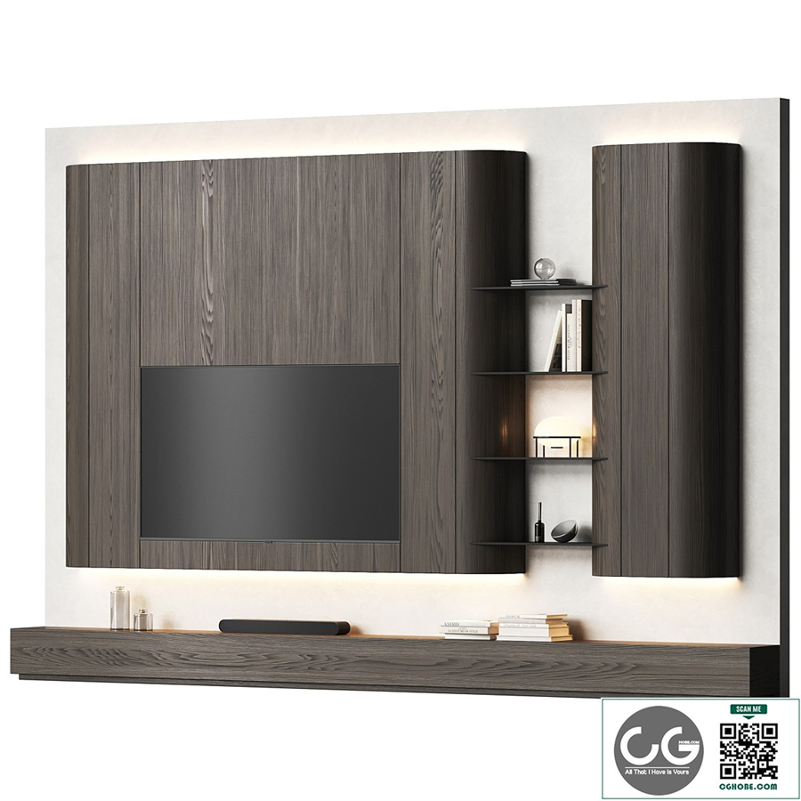 TV wall with furniture with rounded corners