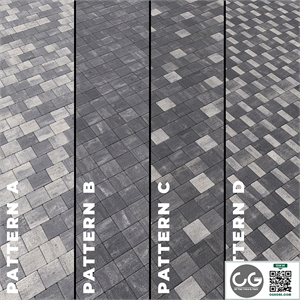Set of four types of gray paving stones with texture 6290