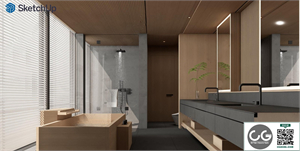 Japanese style bathroom SU model 