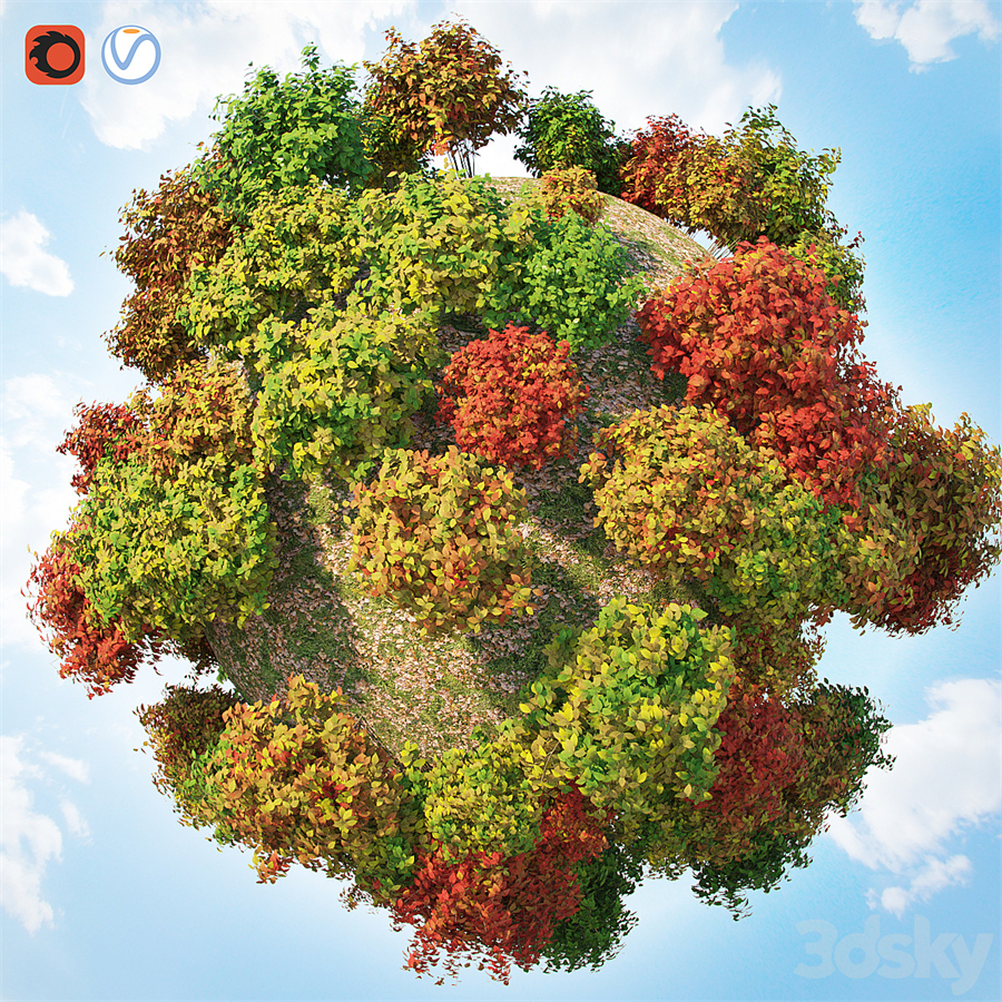 Set autumn bushes 3