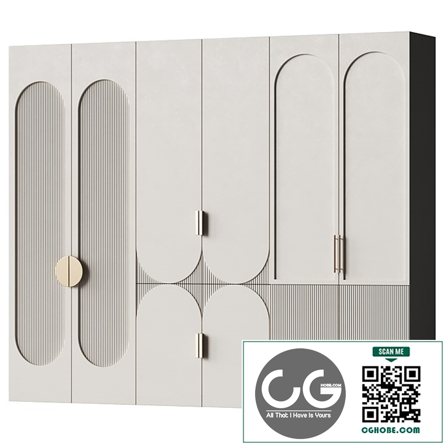 Set of facades for cabinets made of round elements 2