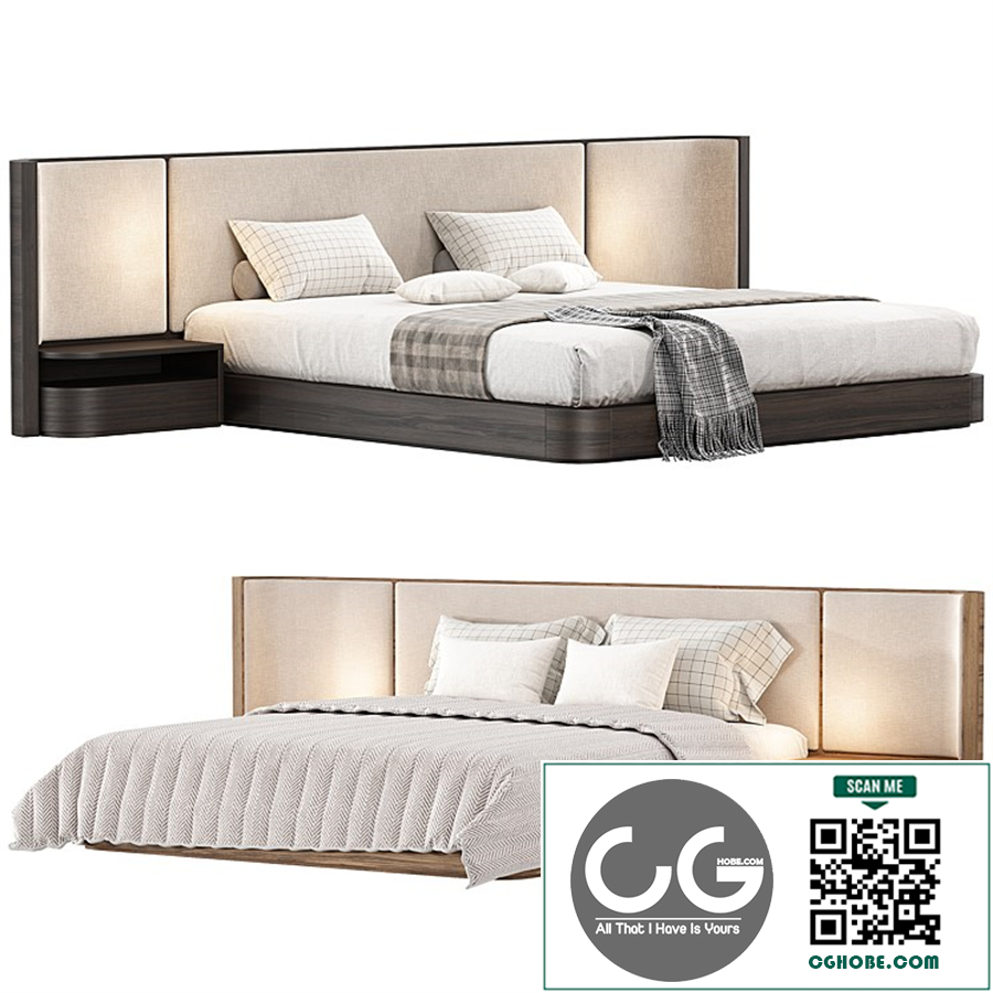 Gianna King Size Natural Walnut Wood Bed Frame