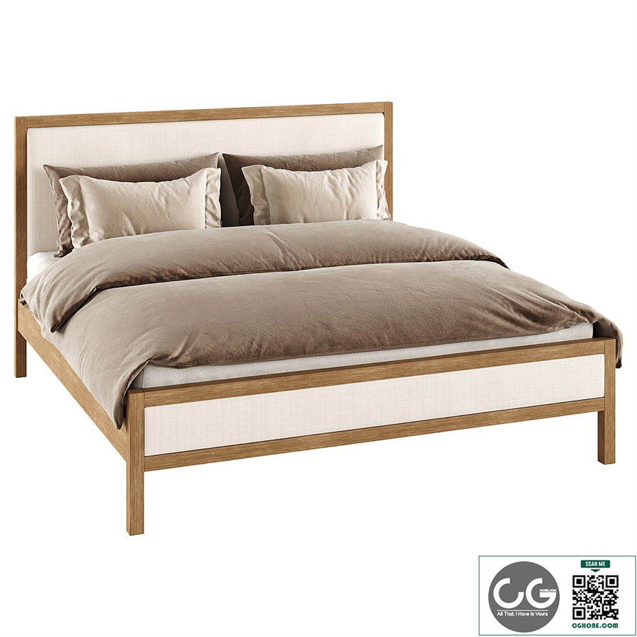 Keane Weathered Natural Wood Upholstered King Bed