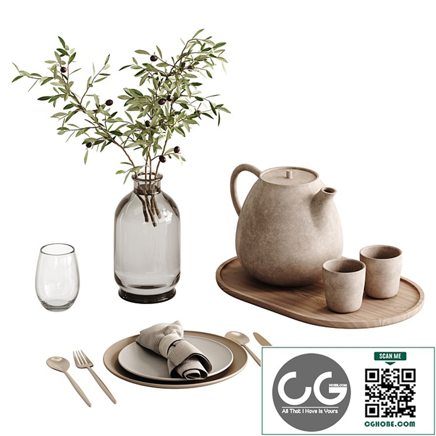 Decorative set of kitchen utensils 02