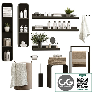Decorative bathroom set with towels and toiletries