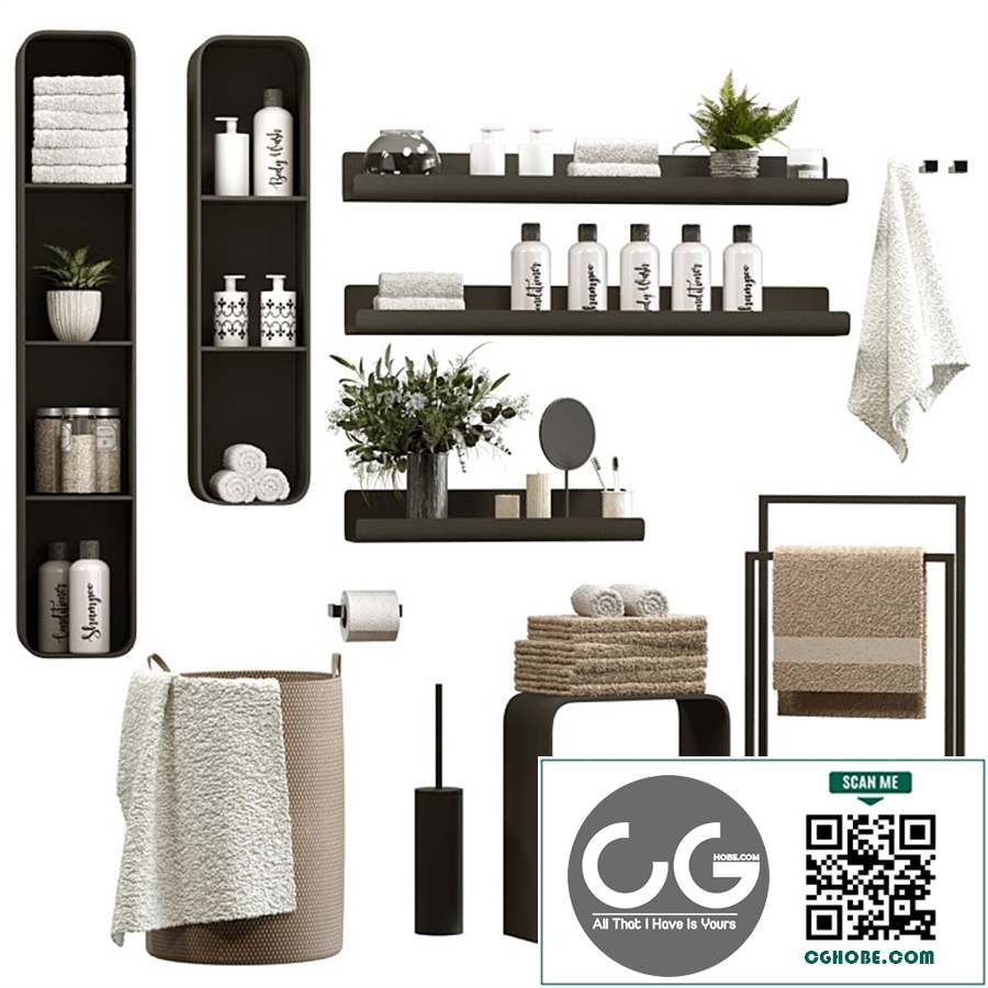 Decorative bathroom set with towels and toiletries